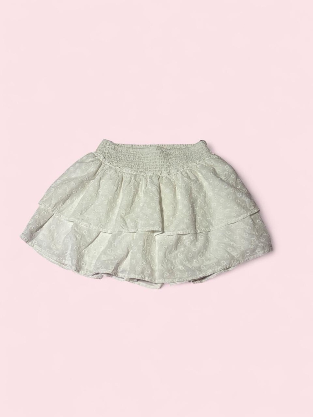 Hollister White Tiered Eyelet Mini Skirt